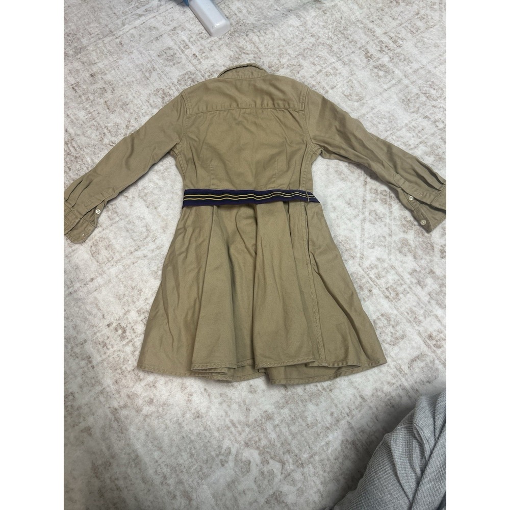 RALPH LAUREN Shirt-Dress Size 4‎ Girls Belted Chino Long Sleeve Khaki - Picture 10 of 11